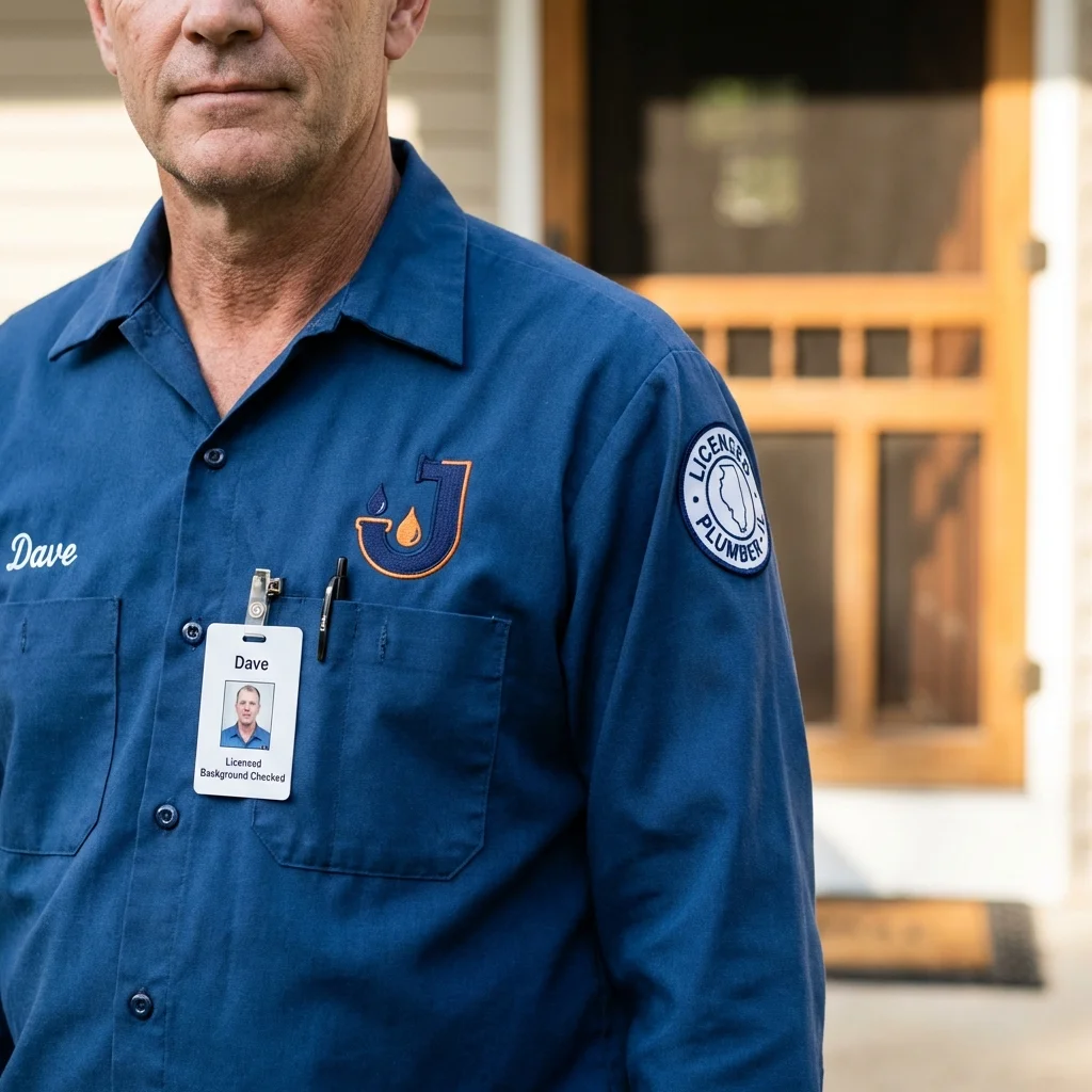 Licensed plumber showing ID badge in Tonto Basin, AZ