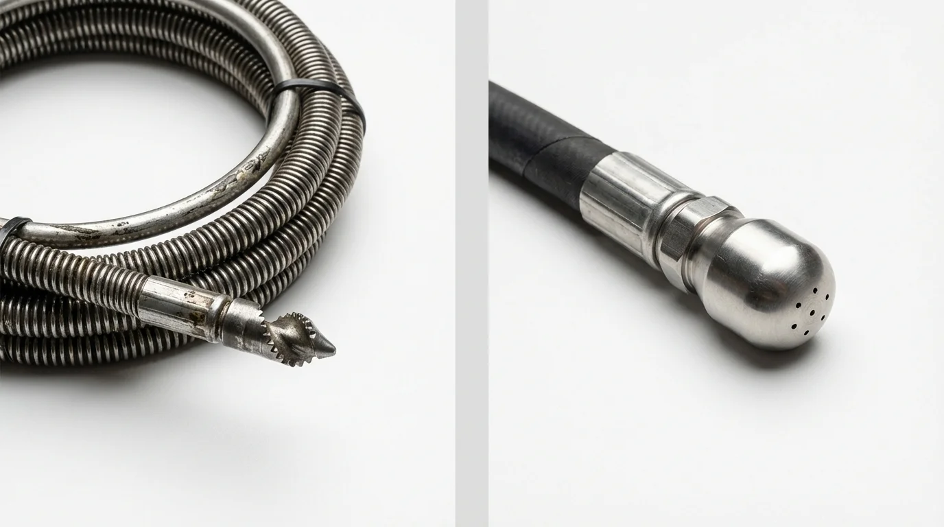 Drain snake cable and hydro jetting nozzle used for drain cleaning in Tonto Basin, AZ